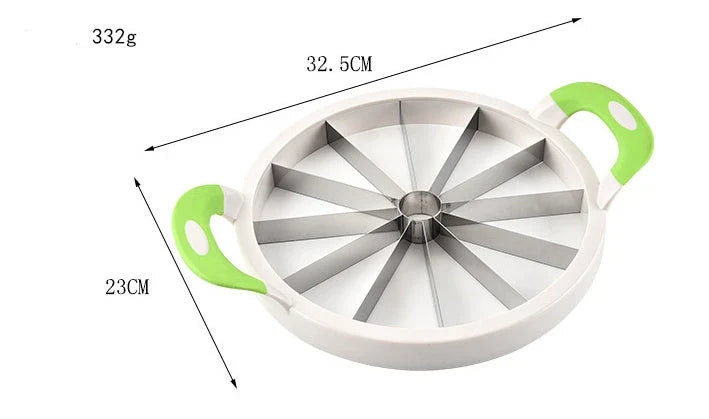 Premium stainless steel watermelon slicer with non-slip handles for quick, safe, and effortless watermelon cutting