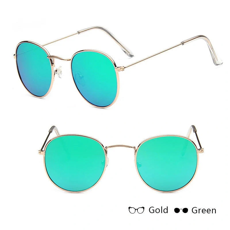 Stylish retro sunglasses for women with metal frame and glass lenses