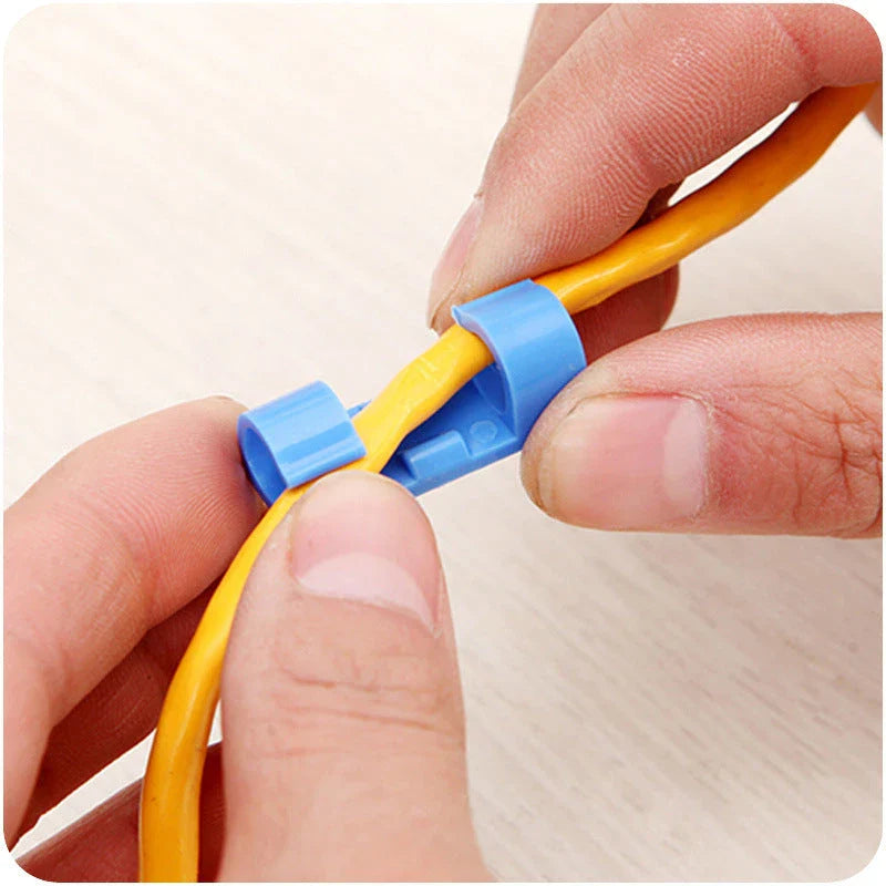 Premium cable organizer clips made of durable ABS resin for seamless cable management in home offices, workstations, and entertainment centers