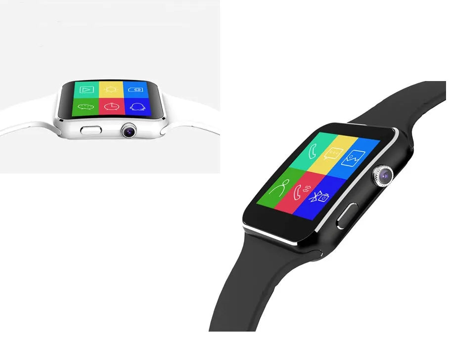 Black smart watch with 1.54-inch touchscreen display and silicone strap on a wrist