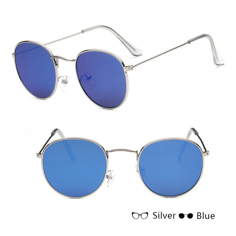 Stylish retro sunglasses for women with metal frame and glass lenses