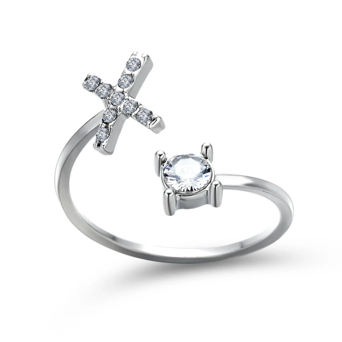 Personalized Initial Letter Crystal Ring with Adjustable Design in Gold, Silver, and Rose Gold Colors