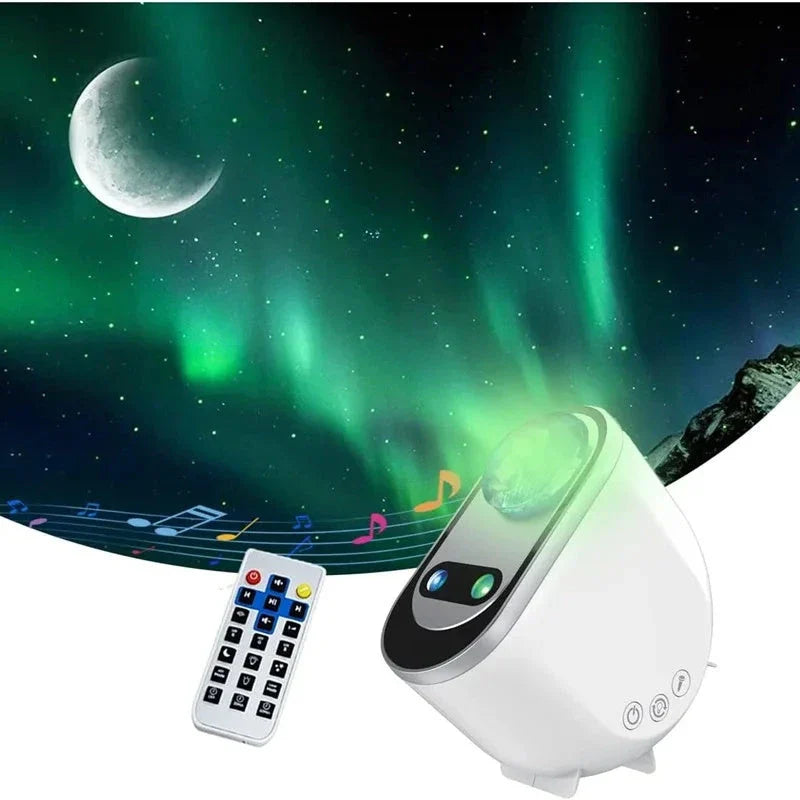 Enchanting Aurora Borealis Galaxy Night Light with Northern Lights projection, moon, and twinkling stars for cozy home decor