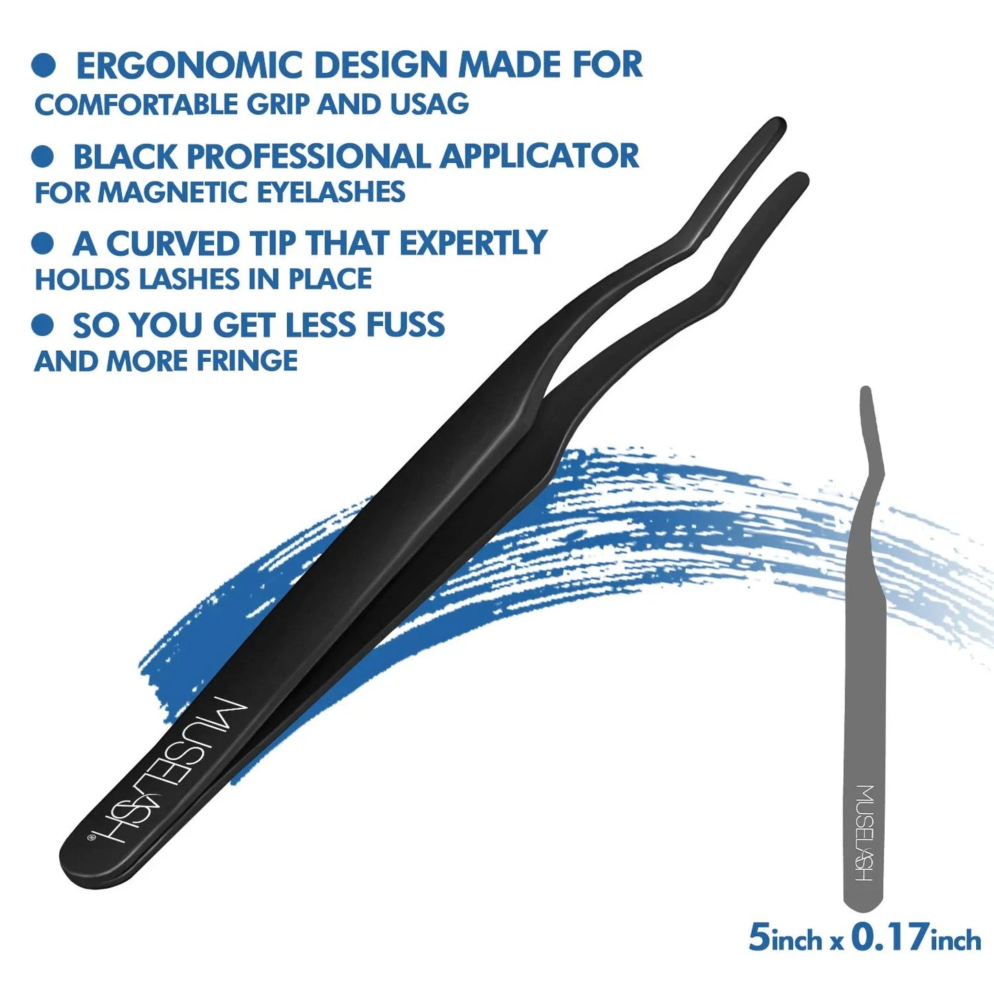 Magnetic false eyelashes in various styles, including cross, thick, feathery, natural slim, and elongated, with a liquid eyeliner pen