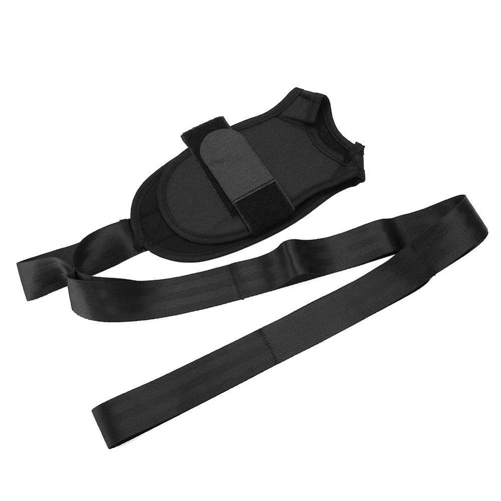 Adjustable yoga stretching belt with multiple straps and loops for customizable leg and foot mobility exercises