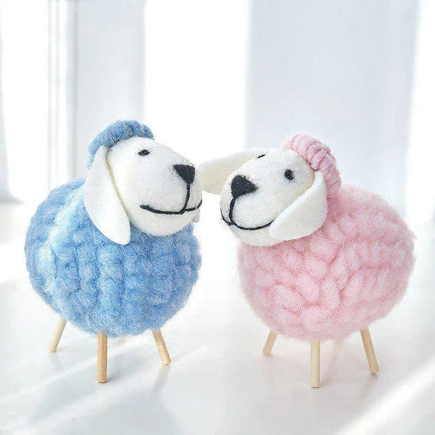 Plush sheep figurines in various colors and sizes, perfect for home decoration and gifting
