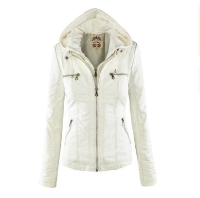 Stylish Detachable Hooded Jacket with Pockets - Casual Autumn/Winter Coat for Women in Various Colors