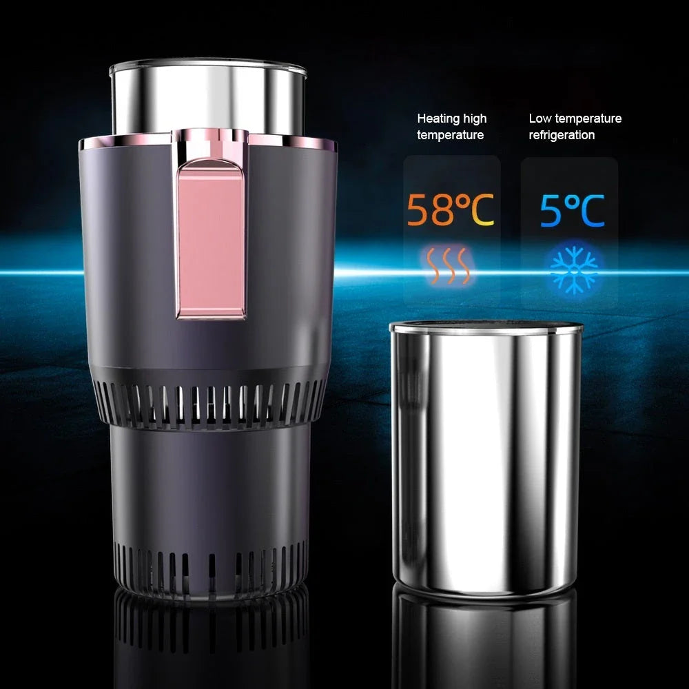 Versatile car cup holder with digital temperature control, non-slip design, and the ability to keep drinks hot or cold on the go