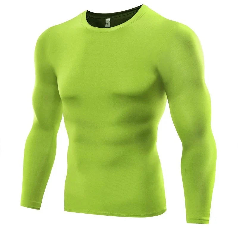 Men's Compression Long Sleeve Workout Tee in various colors and sizes