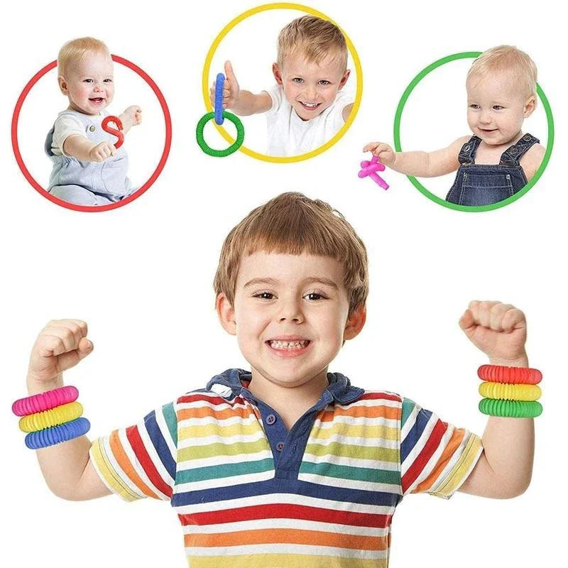Vibrant, coiled plastic toy for creative, sensory-stimulating playtime