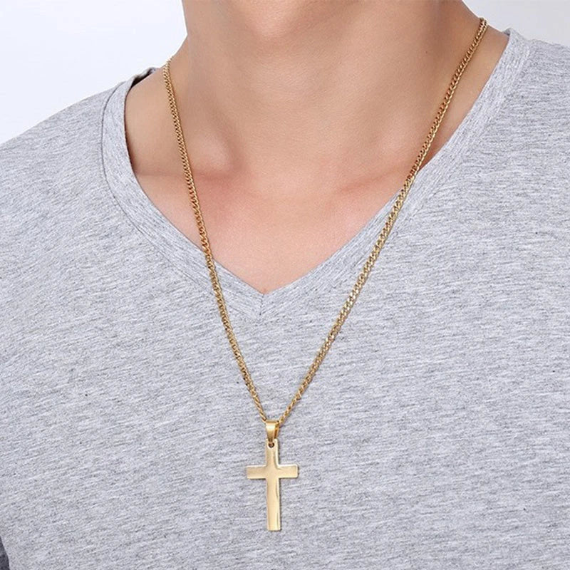 Stylish Stainless Steel Cross Pendant Necklace for Men