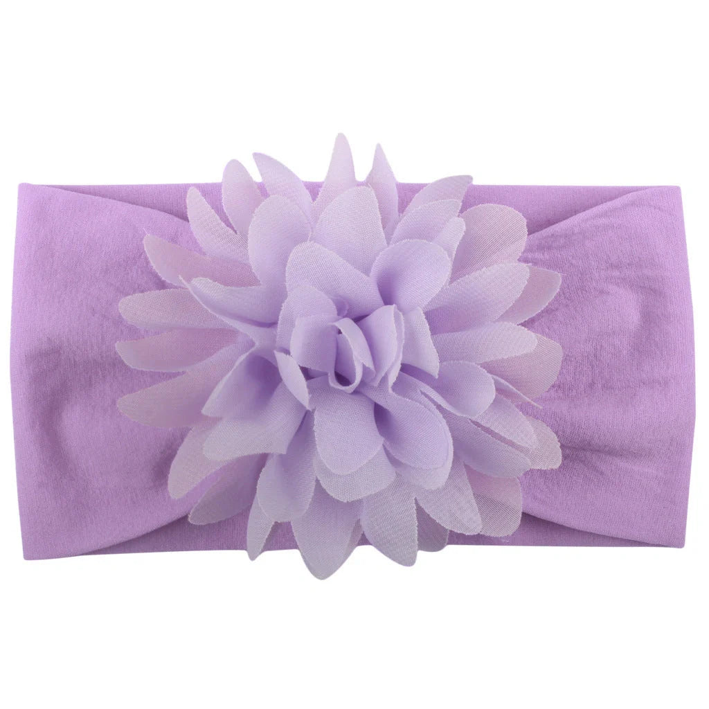 Handcrafted chiffon flower baby headband for little princesses, available in various colours and styles.