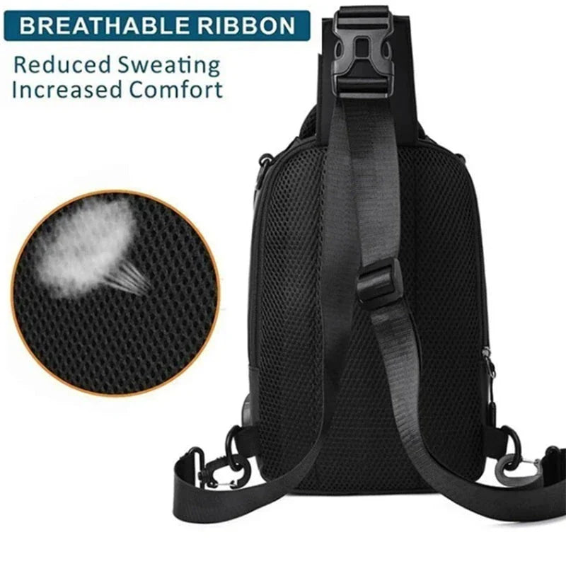 Versatile men's crossbody bag with multifunctional backpack, shoulder, and chest pack design in various colors