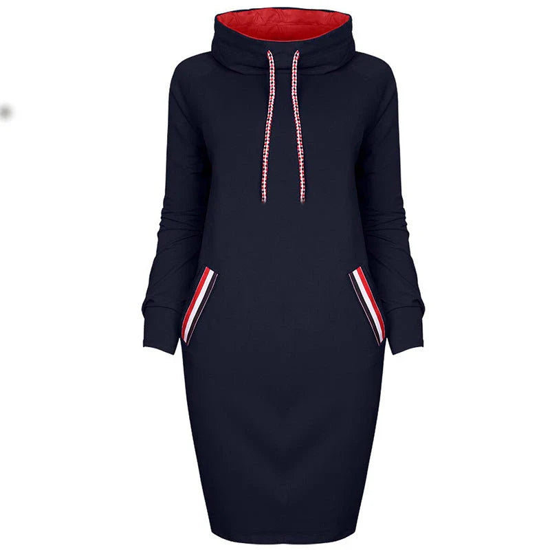 A high-collar long sleeve dress in various colors for casual and party wear