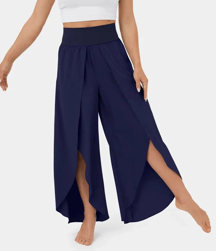 Women's summer high waist loose split yoga pants in various colours