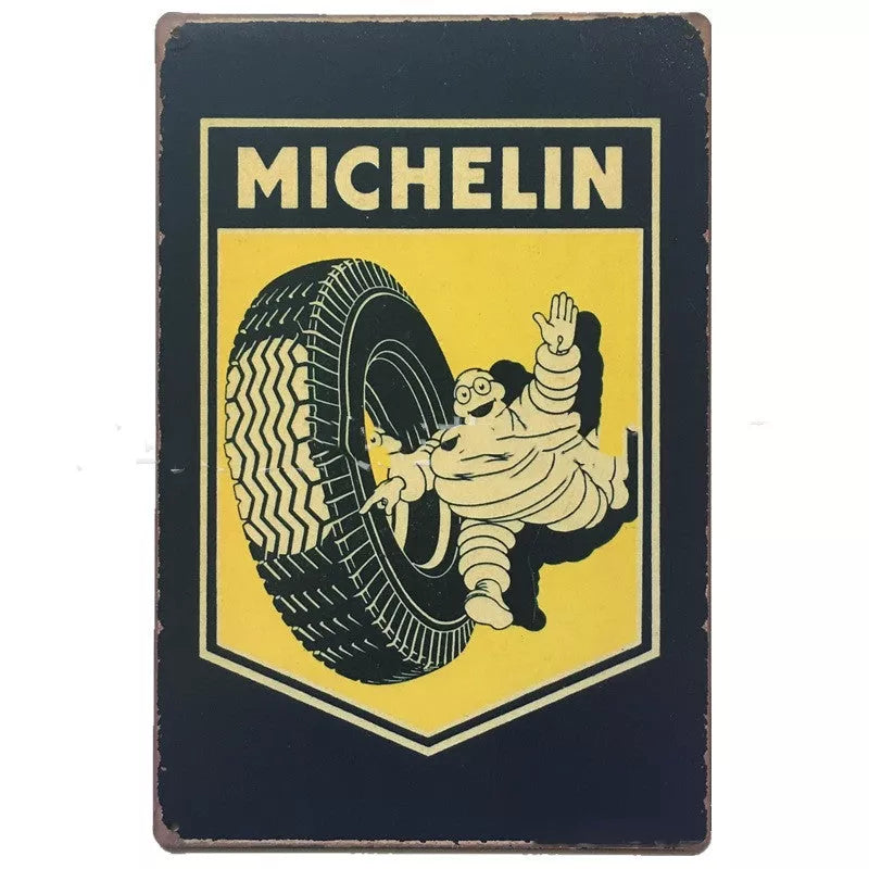 Retro tin painting metal craft with car and motorcycle design, 20*30cm