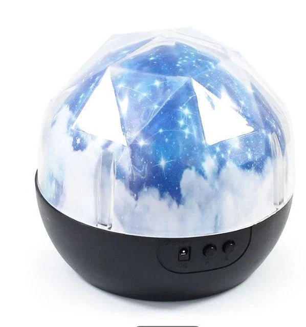 Galaxy Projection Lamp casting mesmerizing celestial imagery in a cozy home setting