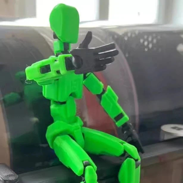 Customizable 3D printed multi-jointed action figure robot toy in various vibrant colors