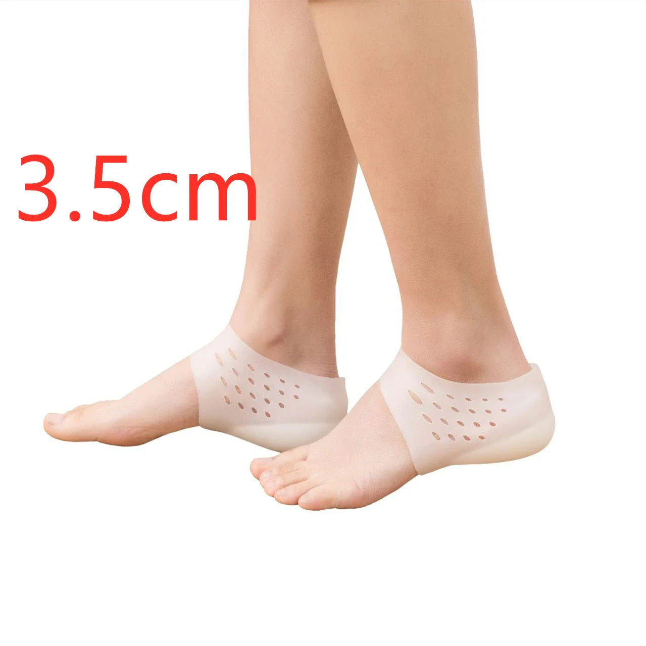 Discreet silicone heel height booster insoles in various colours and sizes for men and women