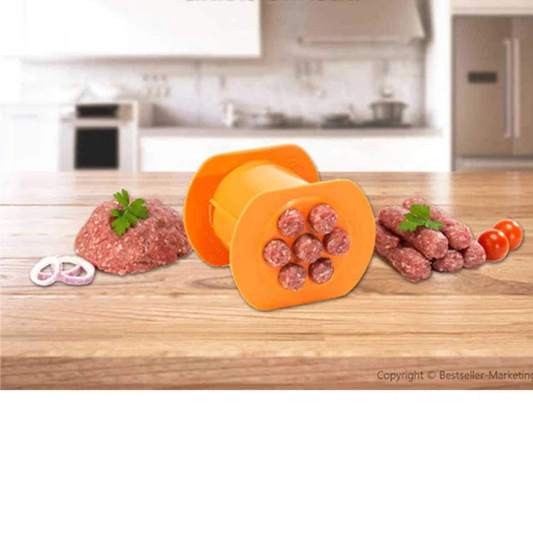 Versatile hot dog maker that can squeeze, stuff, and serve homemade sausages, pasta balls, and other DIY kitchen creations