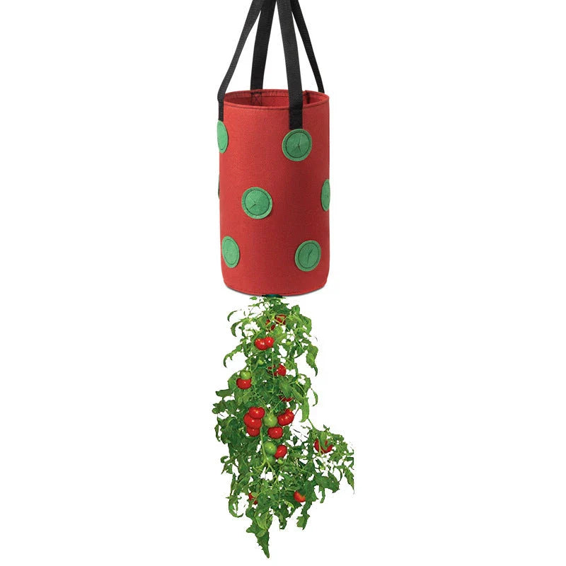 Premium vertical planting bags made of breathable non-woven fabric with 13 strategically placed holes for easy monitoring and harvesting