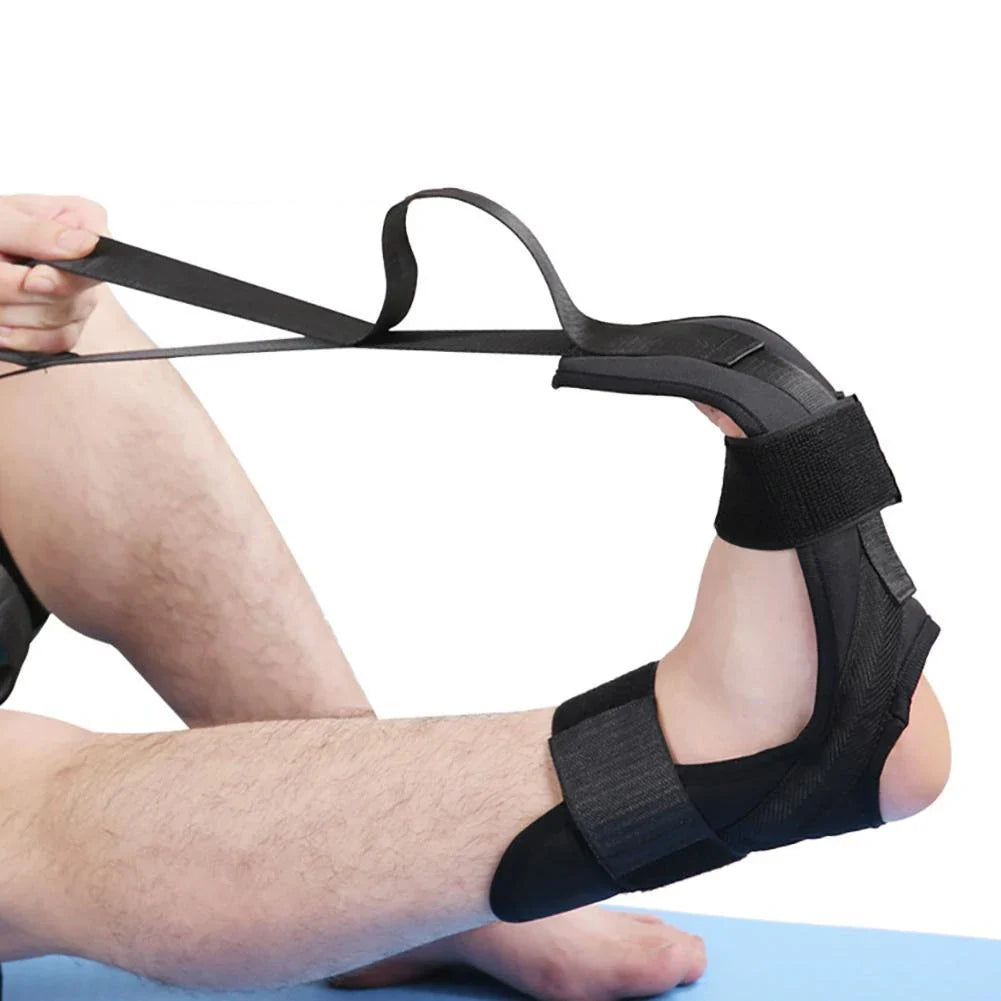 Adjustable yoga stretching belt with multiple straps and loops for customizable leg and foot mobility exercises