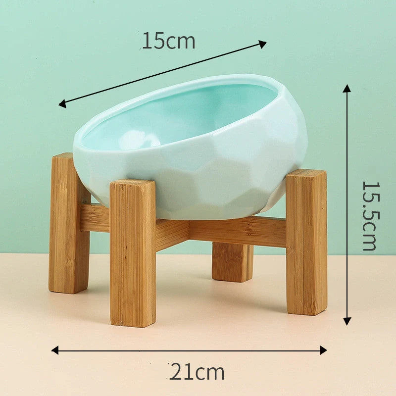 Elegant ceramic pet bowl with oblique mouth design for cats and dogs