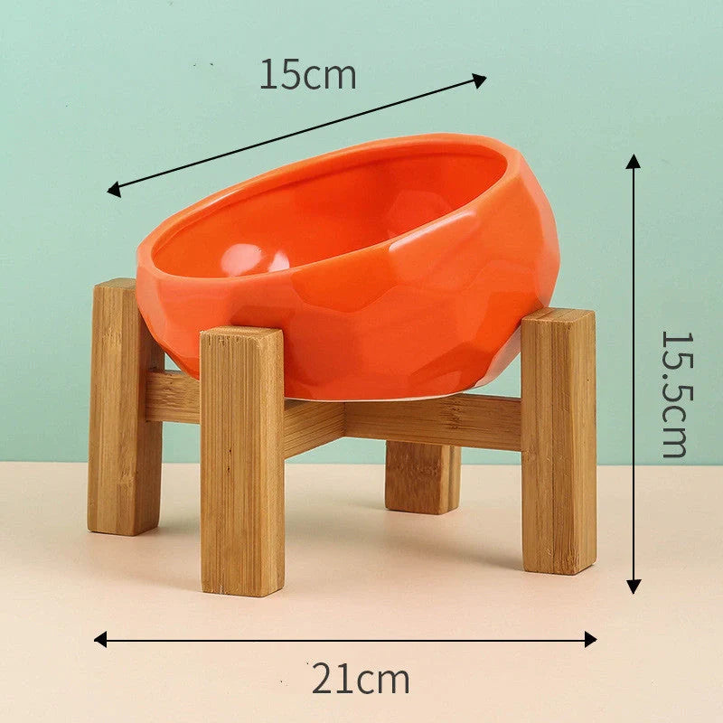 Elegant ceramic pet bowl with oblique mouth design for cats and dogs