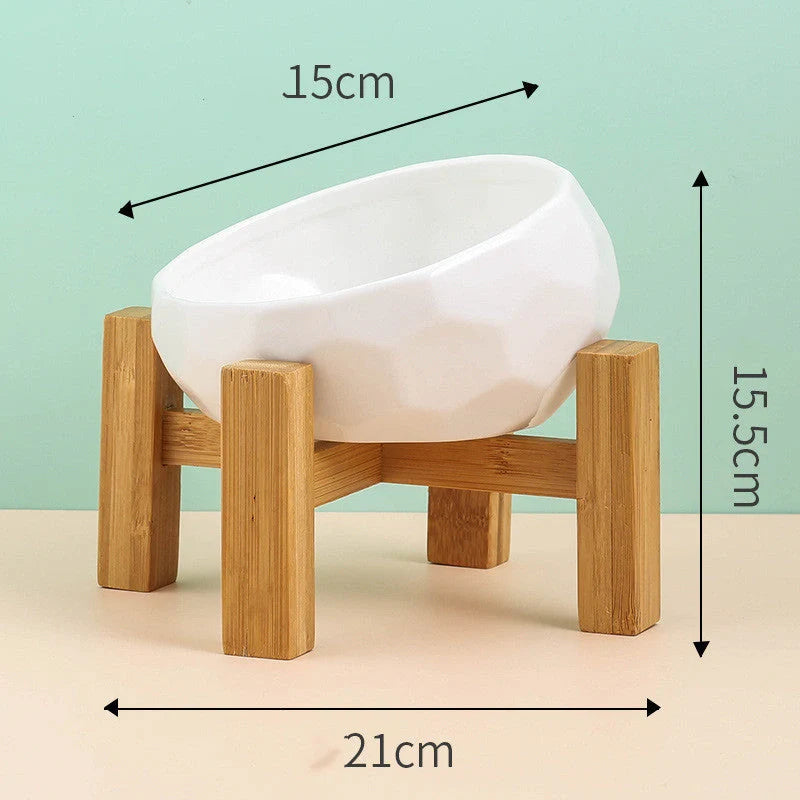 Elegant ceramic pet bowl with oblique mouth design for cats and dogs