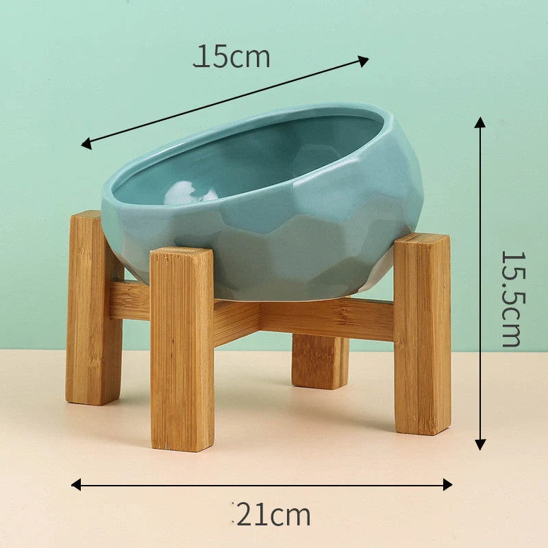 Elegant ceramic pet bowl with oblique mouth design for cats and dogs