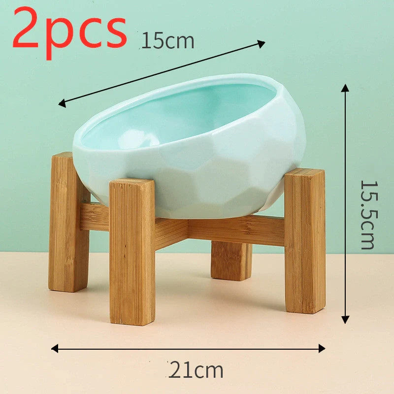 Elegant ceramic pet bowl with oblique mouth design for cats and dogs