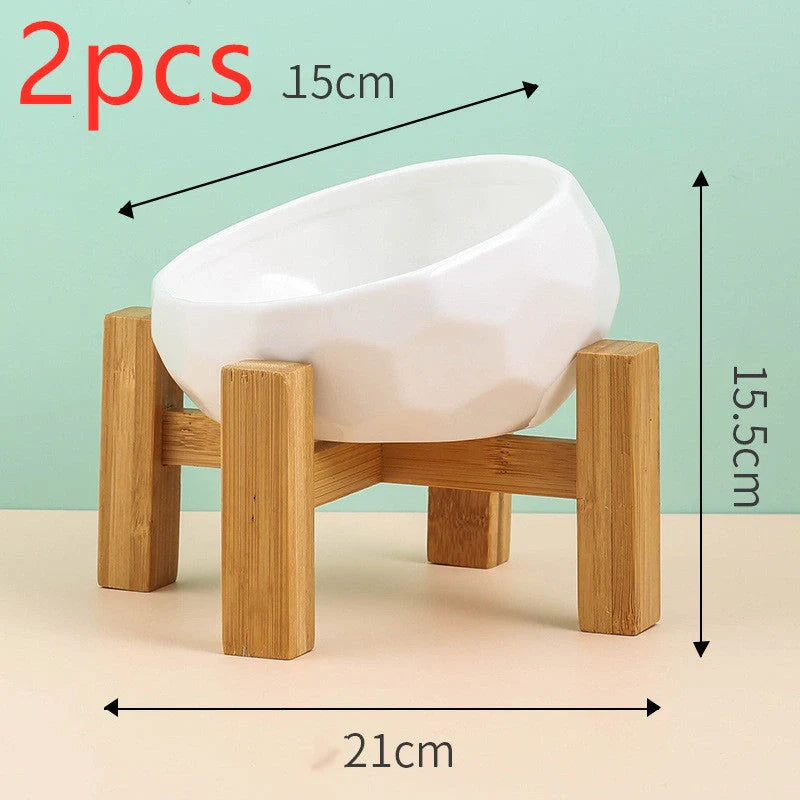 Elegant ceramic pet bowl with oblique mouth design for cats and dogs
