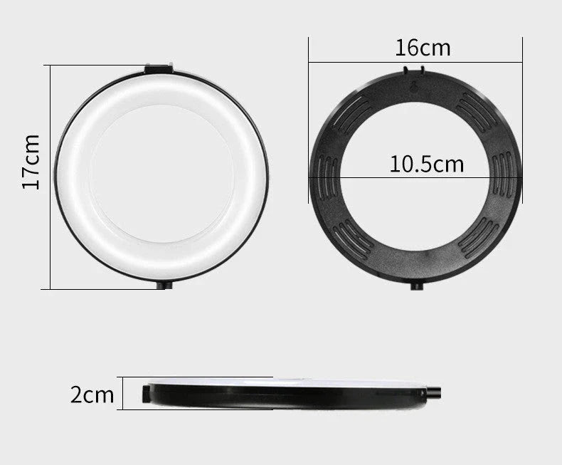 Compact clip-on studio lighting for video conferencing with circular design and adjustable swivel