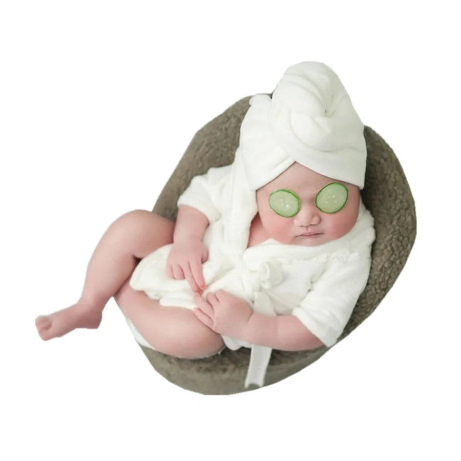 Baby bathrobe and towel set in pink and white, perfect for newborns and infants