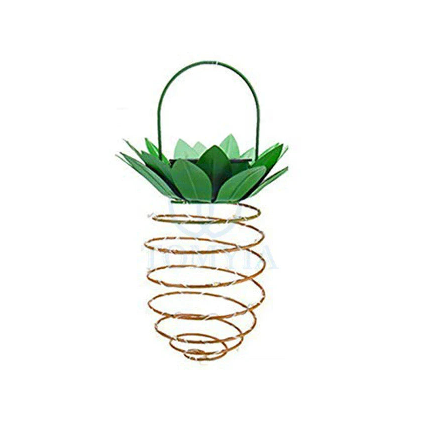 Solar-powered pineapple-shaped outdoor lights with a weather-resistant metal frame and warm white LED bulbs