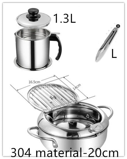 Stainless Steel Telescopic Frying Basket with Removable Thermometer for Precise Temperature Control and Easy Frying