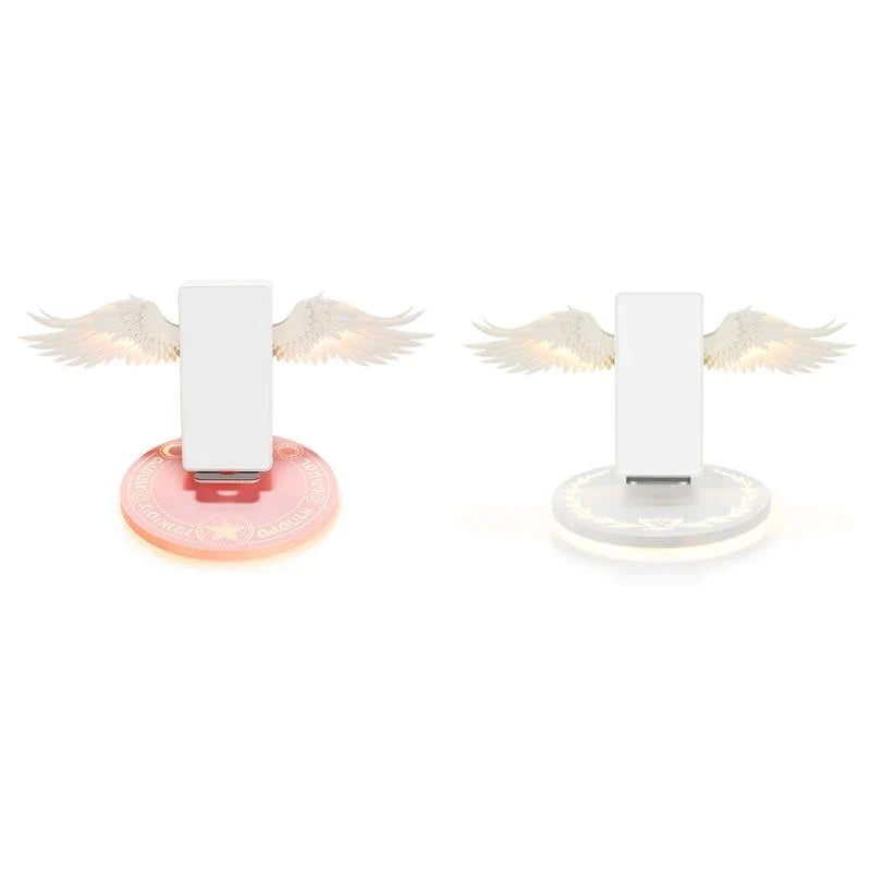 Elegant LED Angel Wings Wireless Charger for Smartphones with Unfolding Angel Wings Design and Fast 10W Wireless Charging Capabilities