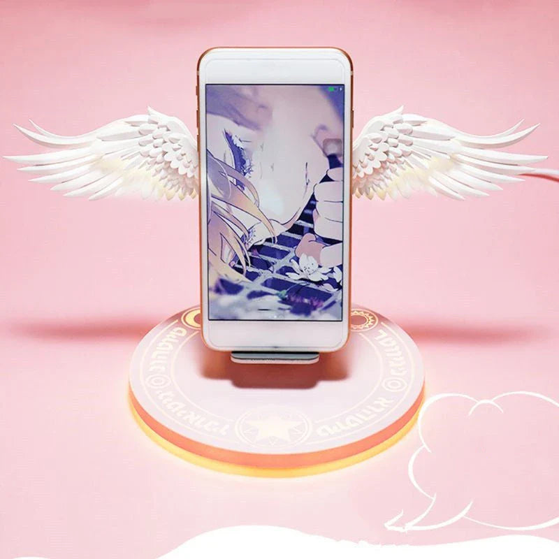 Elegant LED Angel Wings Wireless Charger for Smartphones with Unfolding Angel Wings Design and Fast 10W Wireless Charging Capabilities