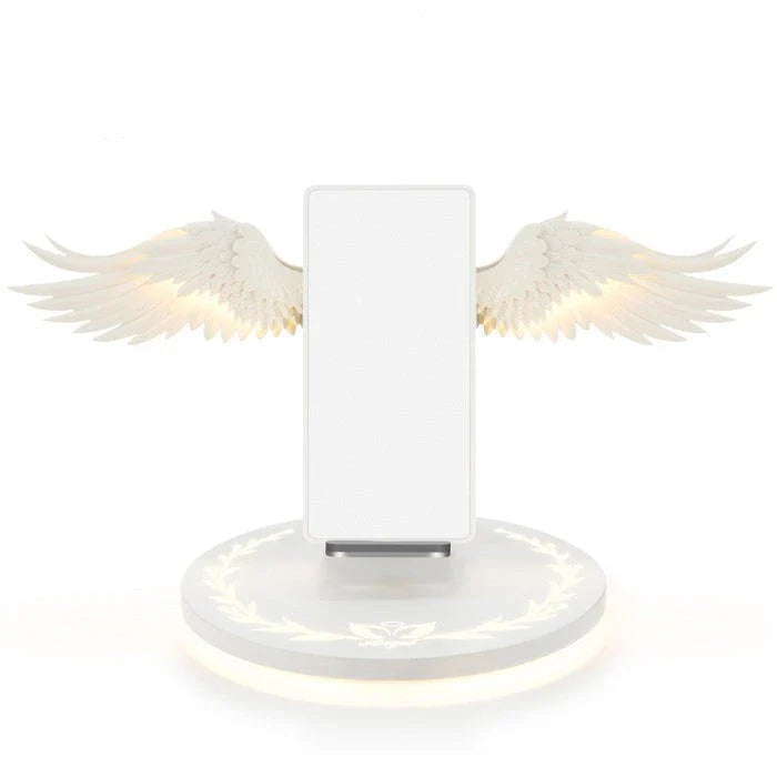 Elegant LED Angel Wings Wireless Charger for Smartphones with Unfolding Angel Wings Design and Fast 10W Wireless Charging Capabilities