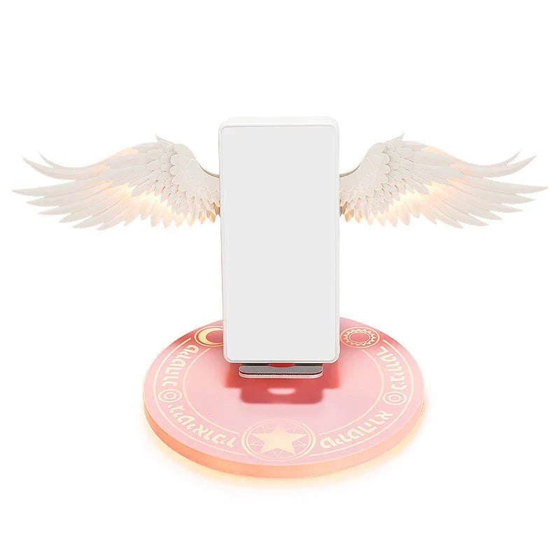 Elegant LED Angel Wings Wireless Charger for Smartphones with Unfolding Angel Wings Design and Fast 10W Wireless Charging Capabilities