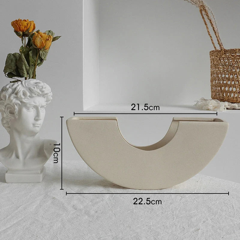 Elegant Nordic Ceramic Vase with matte, textured finish for displaying dried flowers or as a standalone home decor accent