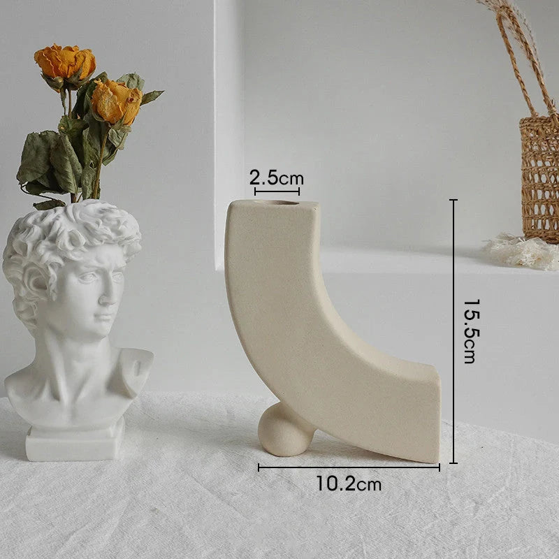 Elegant Nordic Ceramic Vase with matte, textured finish for displaying dried flowers or as a standalone home decor accent