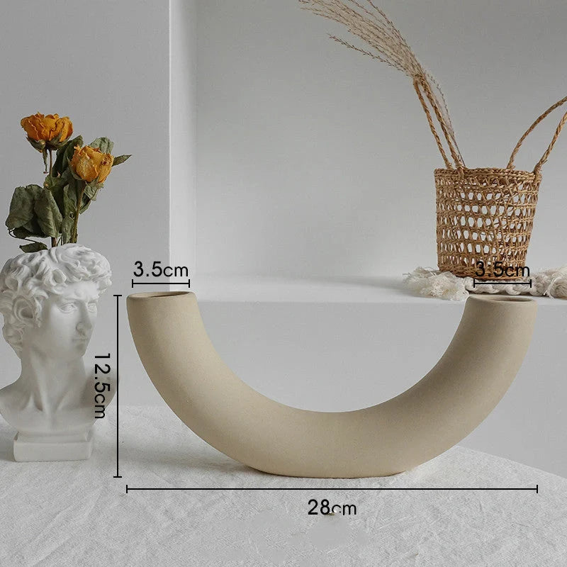 Elegant Nordic Ceramic Vase with matte, textured finish for displaying dried flowers or as a standalone home decor accent