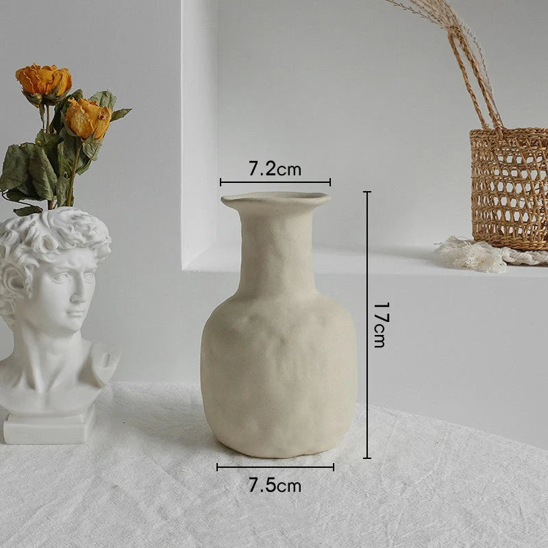 Elegant Nordic Ceramic Vase with matte, textured finish for displaying dried flowers or as a standalone home decor accent