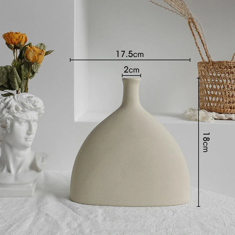 Elegant Nordic Ceramic Vase with matte, textured finish for displaying dried flowers or as a standalone home decor accent