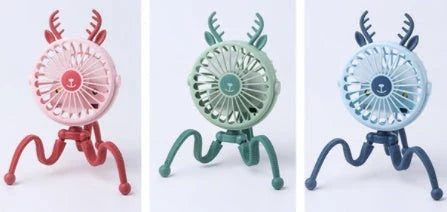 Portable desk fan with cute animal-inspired design, adjustable 360-degree rotation, and 3 wind speed settings for customized cooling
