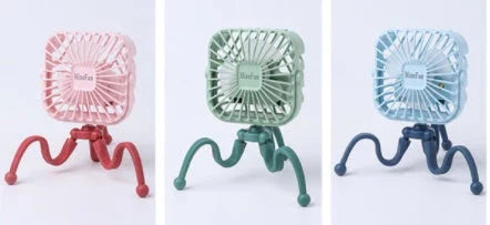 Portable desk fan with cute animal-inspired design, adjustable 360-degree rotation, and 3 wind speed settings for customized cooling