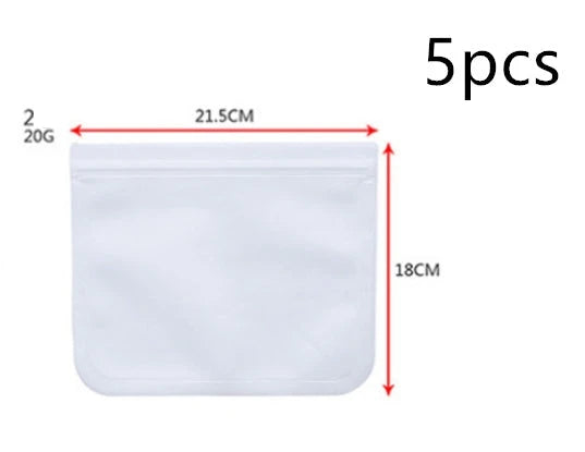 Premium PEVA fresh food storage bags in various sizes, designed with FDA-approved silica gel lining for optimal food freshness and safety.