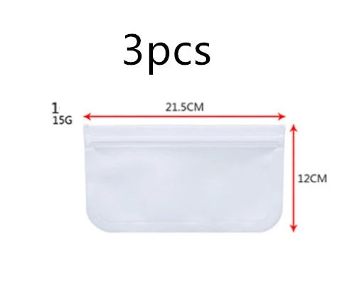 Premium PEVA fresh food storage bags in various sizes, designed with FDA-approved silica gel lining for optimal food freshness and safety.