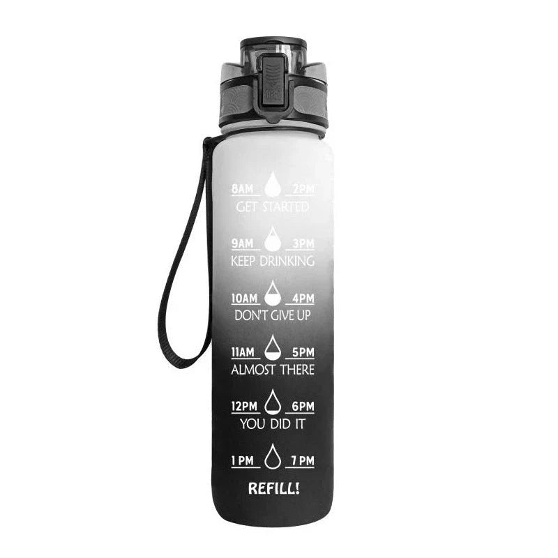 Motivational 1L Sport Water Bottle with Time Tracker and Leak-Proof Design
